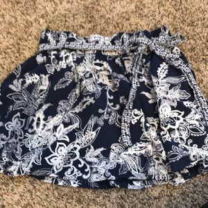 Belted navy circle skirt